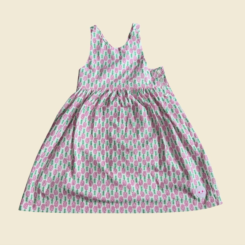 Floral Pink and Green Kids Casual Dress